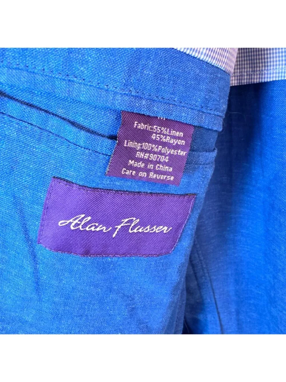 Alan Flusser Linen Blend Sport Coat Men's M Bright Blue 2 Button Blazer
